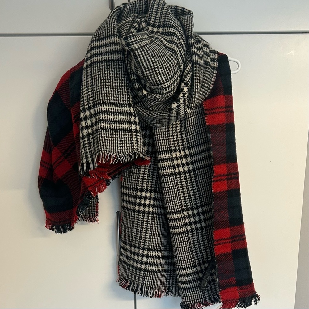 Zara Red and Black Plaid Blanket Scarf - Picture 4 of 6